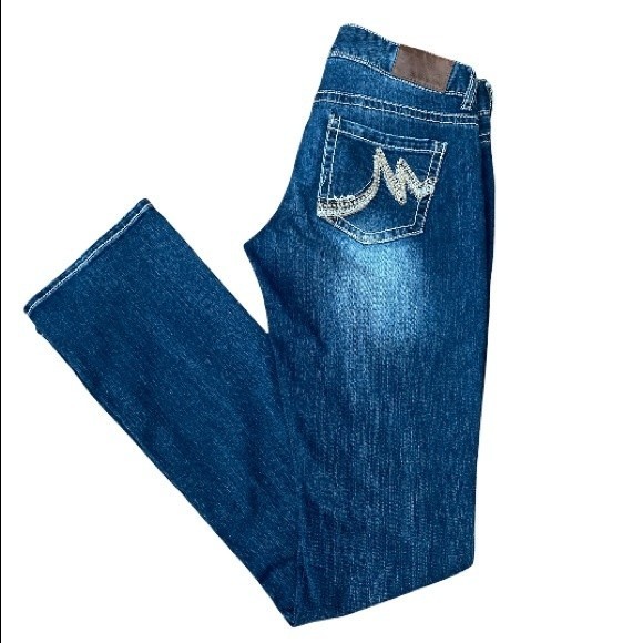 Maurice's jeans Straight Leg factory fading light distressing size 3/4 Long - Picture 7 of 16